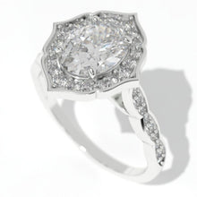 Load image into Gallery viewer, Oval Moissanite Halo Engagement Ring
