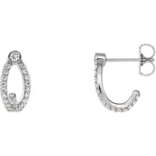 Load image into Gallery viewer, 14K Rose 1/3 CTW Diamond J-Hoop Earrings
