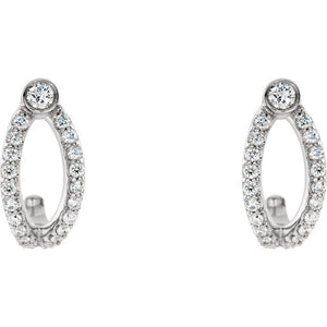14K Rose 1/3 CTW Diamond J-Hoop Earrings