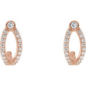 14K Rose 1/3 CTW Diamond J-Hoop Earrings