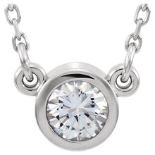 Load image into Gallery viewer, Genuine White Sapphire Bezel with 16&quot; 14K White Gold Necklace - Giliarto
