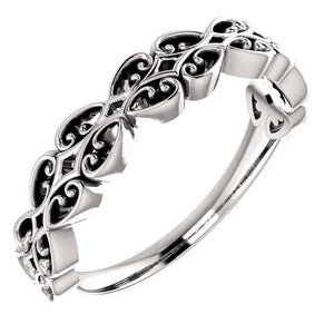 Vintage-Inspired Stackable  14K White Gold Ring - Giliarto