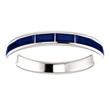 Load image into Gallery viewer, 14K White Chatham® Created Blue Sapphire Ring
