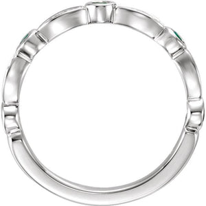 14K White Emerald & 1/6 CTW Diamond Ring