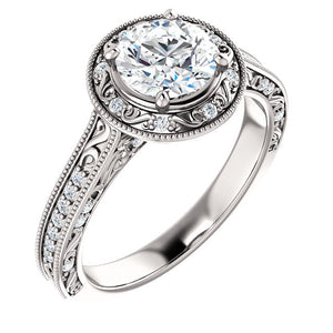 14K Gold 6.5mm Round  Moissanite 1/4 CTW Moissanite Engagement Ring