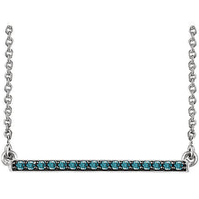 Load image into Gallery viewer, 14K White 1/6 CTW Blue Diamond Bar 18&quot; Necklace
