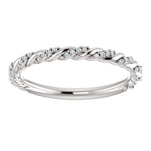 Load image into Gallery viewer, 14K White 1/8 CTW Moissanite Pavé Twisted Anniversary Band
