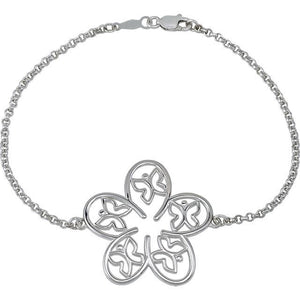 Sterling Silver Flower & Butterfly 7.5" Bracelet