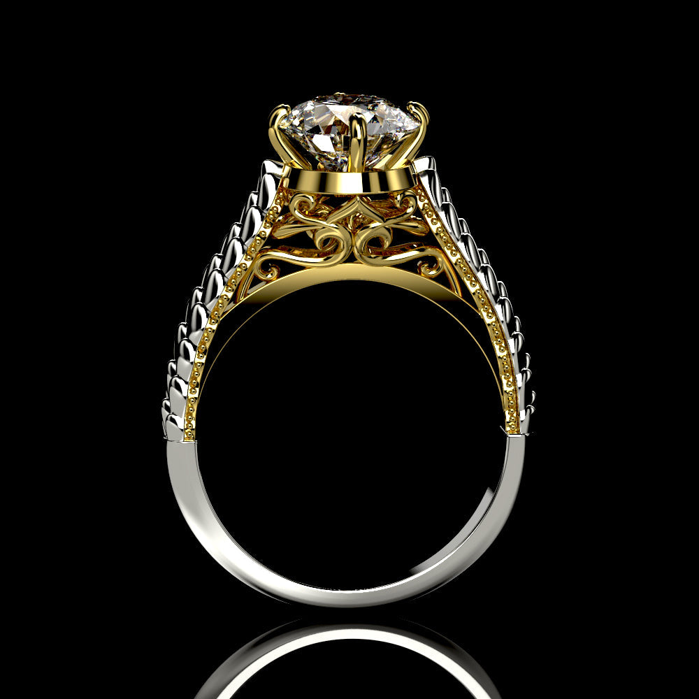 1.0 Carat Forever One Moissanite Engagement Ring I 10K white/rose gold-48 moissanite accent stones