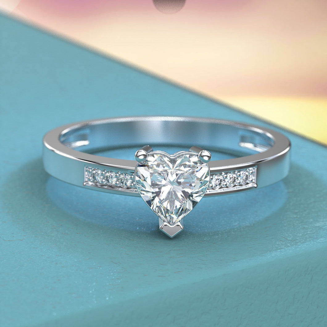 1.0  Carat  Moissanite Diamond  Engagement Ring - 0.2 CTW 