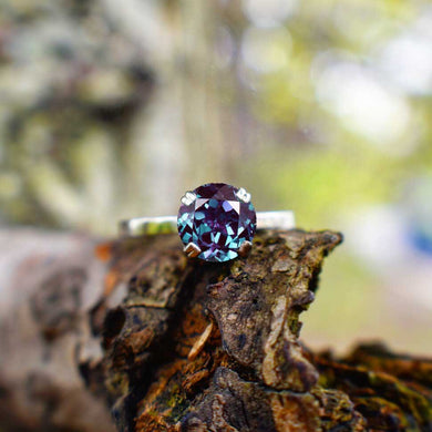 2.0 Carat Alexandrite Stone 10K White Gold Ring