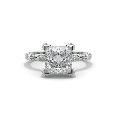 2 Princess Cut Carat Moissanite Diamond  White Gold Giliarto Engagement Ring
