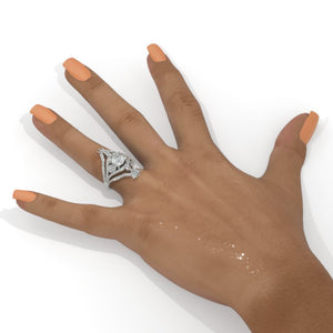 14K White Gold 1.7 Carat Moissanite Halo Vintage Engagement Ring