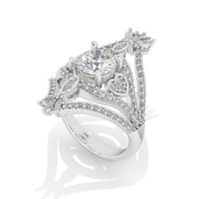 Load image into Gallery viewer, 14K White Gold 1.7 Carat Moissanite Halo Vintage Engagement Ring
