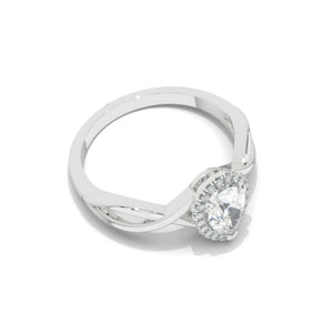 14K White Gold 0.8 Carat Pear Moissanite Halo Engagement Ring