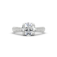 Load image into Gallery viewer, Moissanite Diamond  Floral  White Gold Engagement Ring
