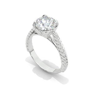 Moissanite Diamond  Floral  White Gold Engagement Ring