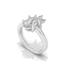Load image into Gallery viewer, 14K White Gold 2.5 Carat Oval Moissanite Halo Engagement Ring, Eternity Ring Set
