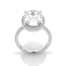 Load image into Gallery viewer, 14K White Gold Oval Moissanite Halo Cocktail Ring
