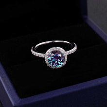 Load image into Gallery viewer, 0.9 Carat Alexandrite Ideal Cut, Engagement Ring, Halo Alexandrite Ring, Classic Halo 14K White Gold Ring
