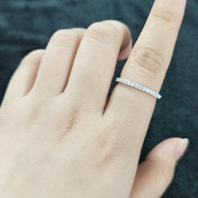 Load image into Gallery viewer, 14K Solid Gold Eternity Band Set With Micro Pave Moissanite | 14K Weddings Bands | Thin Band | Stacking Ring - flinger size 7.5
