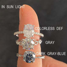 Load image into Gallery viewer, 3 Carat Round Gray Grey Dark Grey Moissanite Silver White Gold Plated Ring, Blue Shade Gray Moissanite Promissory Finger size 7
