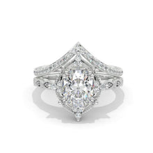 Load image into Gallery viewer, 14K Rose Gold Ring 2CT Oval Vintage Wedding Ring, Oval Moissanite Halo Engagement Ring Anniversary Promise Eternity Gold Ring Set

