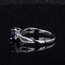 Load image into Gallery viewer, 2Ct Round Cut Sapphire Vintage Engagement Ring, Royal blue Sapphire Engagement Ring, Marquise Side Accents Stones 14K White Gold Ring
