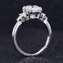 Load image into Gallery viewer, 2Ct Cushion DEF Moissanite Engagement Ring, Cushion Moissanite Engagement Ring with marquise Accents Stones
