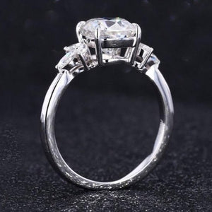 2Ct Cushion DEF Moissanite Engagement Ring, Cushion Moissanite Engagement Ring with marquise Accents Stones