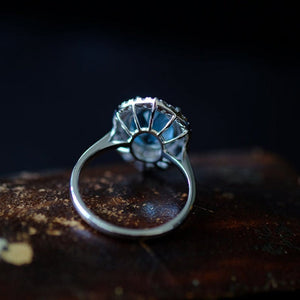 2Ct Oval cut Aquamarine ring, Aquamarine solitaire ring, natural aquamarine ring, genuine aquamarine Oval Shape vintage halo ring