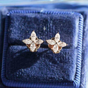 Marquise Cut Moissanite 14K Gold Earring Studs