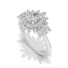 Load image into Gallery viewer, 14K White Gold 2 Carat Oval Moissanite Halo Engagement Ring
