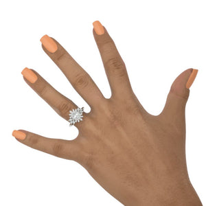 14K White Gold 2 Carat Oval Moissanite Halo Engagement Ring