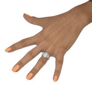 14K White Gold 2 Carat Oval Moissanite Halo Engagement Ring