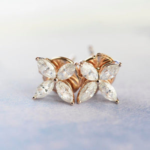 Marquise Cut Moissanite 14K Gold Earring Studs