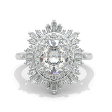 Load image into Gallery viewer, 14K White Gold 2 Carat Oval Halo Vintage Style  Engagement Ring
