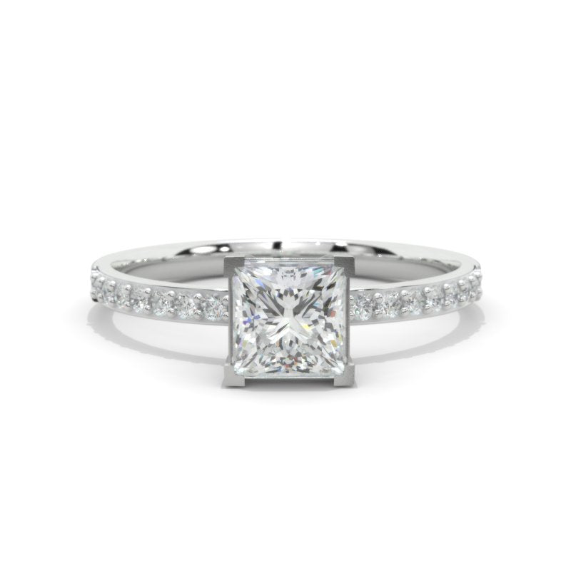 1.5 Carat Princess Cut Moissanite Engagement Ring