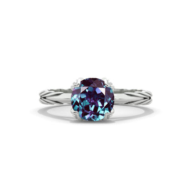Mila 2 Carat Alexandrite Floral Engagement Gold Ring