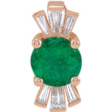 Load image into Gallery viewer, 14K Gold Chatham® Created Emerald &amp; 1/6 CTW Diamond Pendant with Necklace

