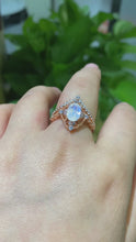 Load and play video in Gallery viewer, Oval  Moonstone Ring- Two Ring Set
