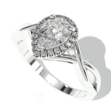Load image into Gallery viewer, 14K White Gold 0.8 Carat Pear Moissanite Halo Engagement Ring
