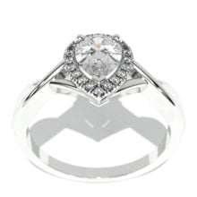 Load image into Gallery viewer, 14K White Gold 0.8 Carat Pear Moissanite Halo Engagement Ring
