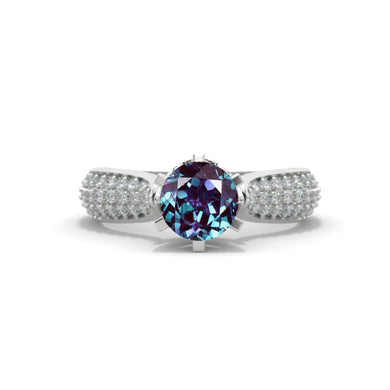 1.5 Carat Ethically LAB-Grown Alexandrite Engagement Ring