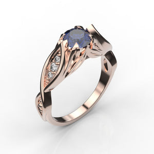 Celtic 1.0 Carat Sapphire/Ruby Diamond Gold Engagement Ring