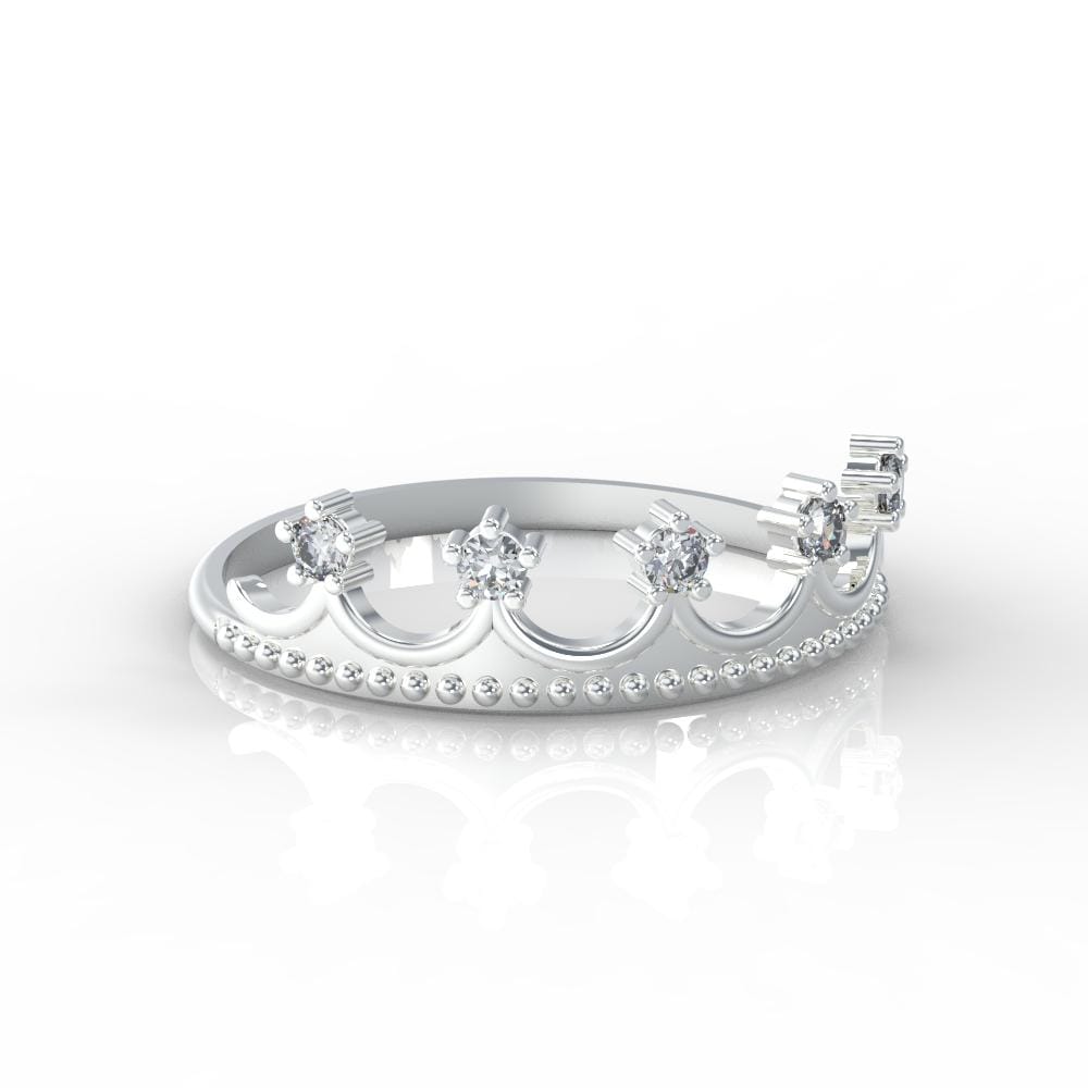Diamond Royal Tiara Crown 14K White Gold Ring - Giliarto