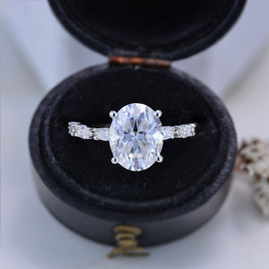 3 Carat Oval Shaped  Giliarto Moissanite  White Gold Engagement Ring