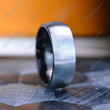 Load image into Gallery viewer, Pure Black Tungsten Ring Brushed Silver Finish Wedding Band
