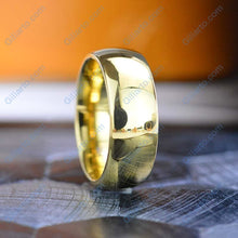Load image into Gallery viewer, Yellow Gold Tungsten Wedding Band. Yellow Gold Tungsten. Men &amp; Women Tungsten Ring. Tungsten Carbide 8mm Wide. Free Engravings
