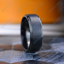 Load image into Gallery viewer, Black Brushed Tungsten Carbide Ring
